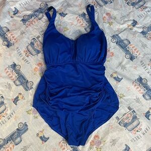 Caribbean Sand Royal Blue Bathing Suit One-Piece Retro Pin Up Girl Swimsuit 22W